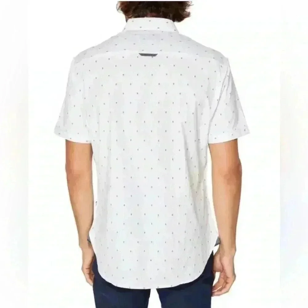 7 Diamond Men’s Suden Impact Short Sleeve Button-Up Shirt/White-SZ Large